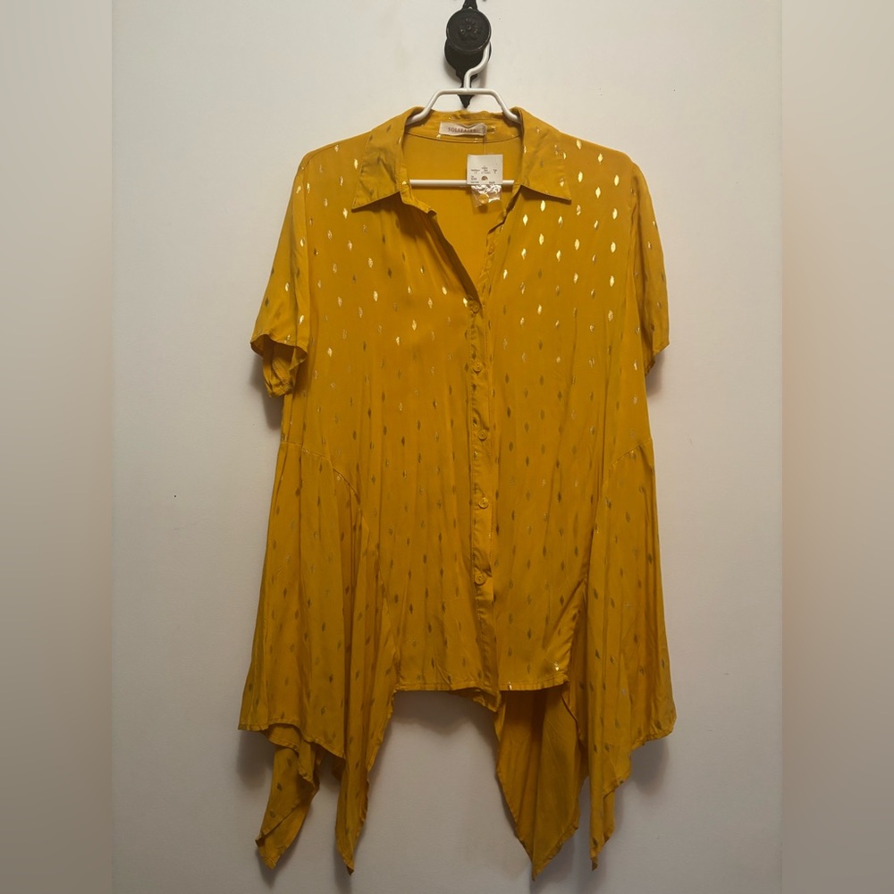 Solitaire Mustard Button-Down Women's Top